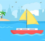 Malebog: Båd på havet